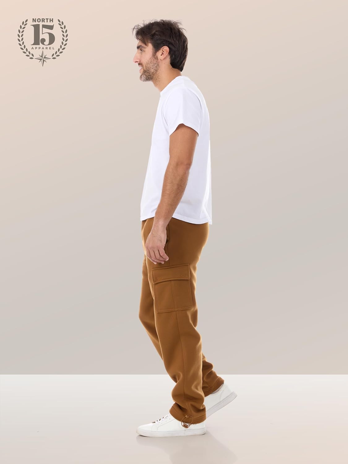 Men's Fleece Cargo Pants- Heavy Fleece Sweatpants with Cargo Pockets - Image 2