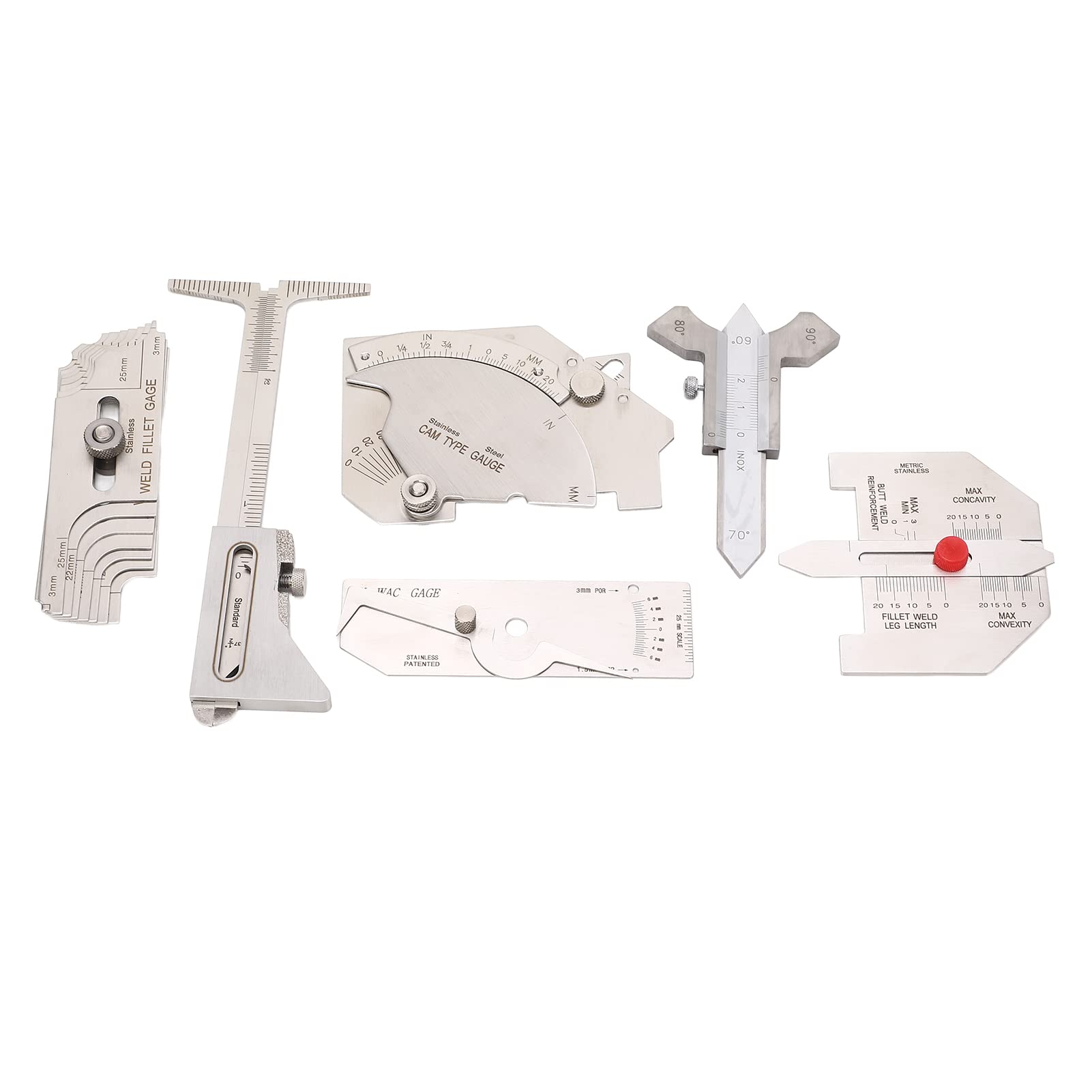 Juego De Medidores De Soldadura De 6 Uds, Medidor De Soldadura Cubital De Prueba, Herramienta De Medición De ángulo De Calibre De Soldadura Para Recipientes A Presión De Construcción Naval