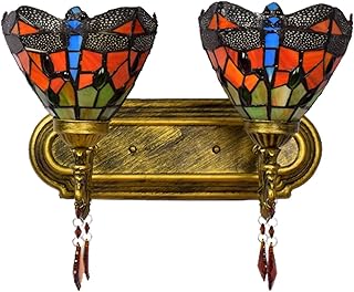 Blivuself Tiffany lámpara vidrio de color rojo festivo dormitorio lámpara de pared lámpara de la mesilla de pared doble cristal británica moderna decoración del hotel del jardín doble cristal