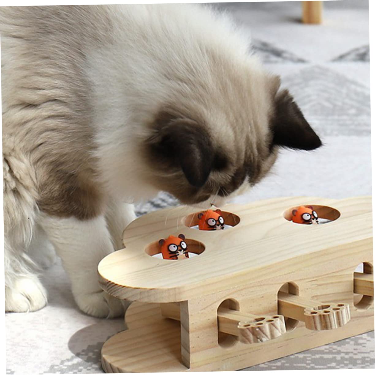 COLLBATH Juguete para atrapar Gatos Juguete Interactivo para Gatos Ratones s para Mascota raspador Gatito Gato de De Madera