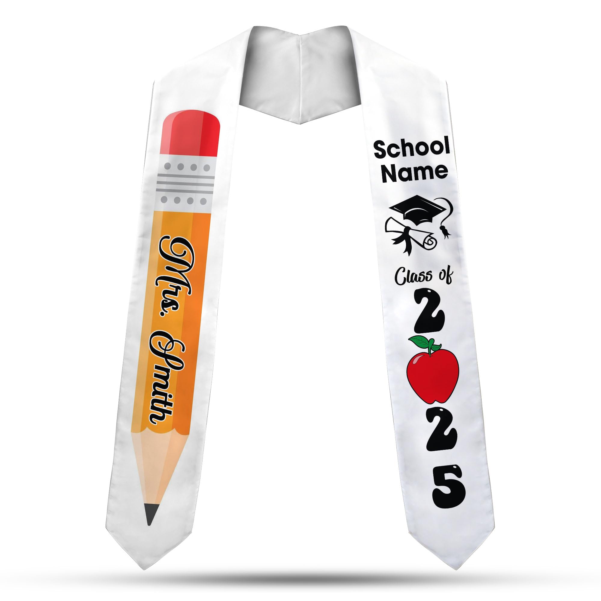 Artparel Custom Teacher Graduation Stole Pencil Graduation Stole Teacher Gift for Graduation 2025 Teacher Appreciation Gifts