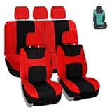 Universal Car Seat Covers Full Set for SUV Truck Sedan Vans &vert; Waterproof All-Purpose Cloth Seat Cover Set Airbag Compatible Washable Split Bench Protector Interior Upgrade - Red