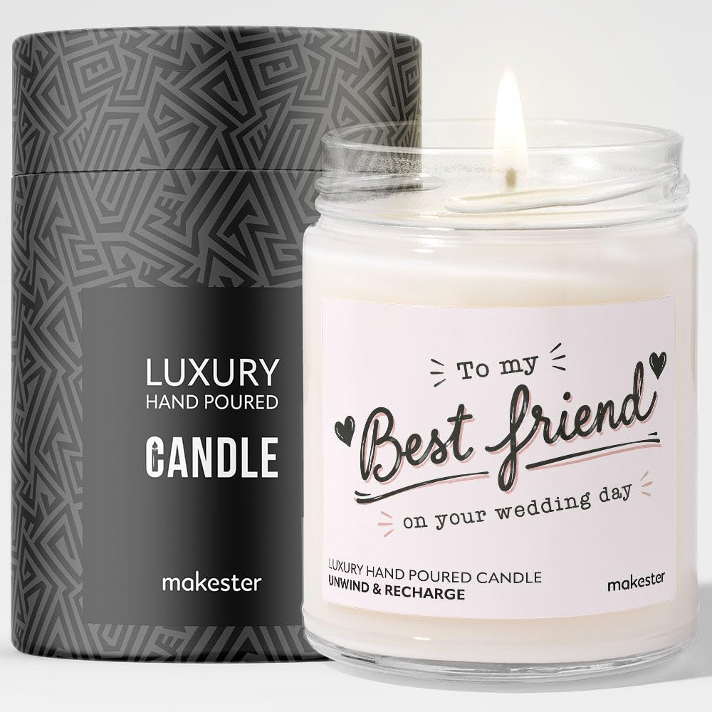 Wedding Gift for My Best Friend - Luxury Soy Wax Candle - Vanilla, Jasmine, Sugared Almond - Makester โ image 1