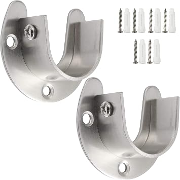 Creatyi Heavy Duty Closet Rod Holders with 1 1/4 Inch Rod Supports 2 PCS, Silver