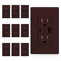 Vista 30 de ELEGRP Cargador USB de pared, receptáculo USB con puertos USB tipo A y tipo C, enchufe dúplex de 15 amperios resistente a manipulaciones NEMA 5-15R