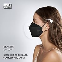 Vista 5 de Keangs - KN95 - Mascarillas para adultos y adolescentes, transpirables, protectoras, desechables, paquete de 100 unidades, color negro