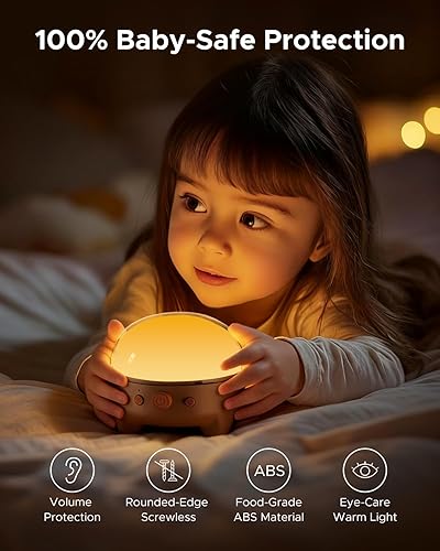 Miniatura 6 de TeckyGem Máquina de sonido para bebés 3 en 1 y luz nocturna para guardería  Máquina de sonido de ruido blanco, lámpara y proyector regulable para