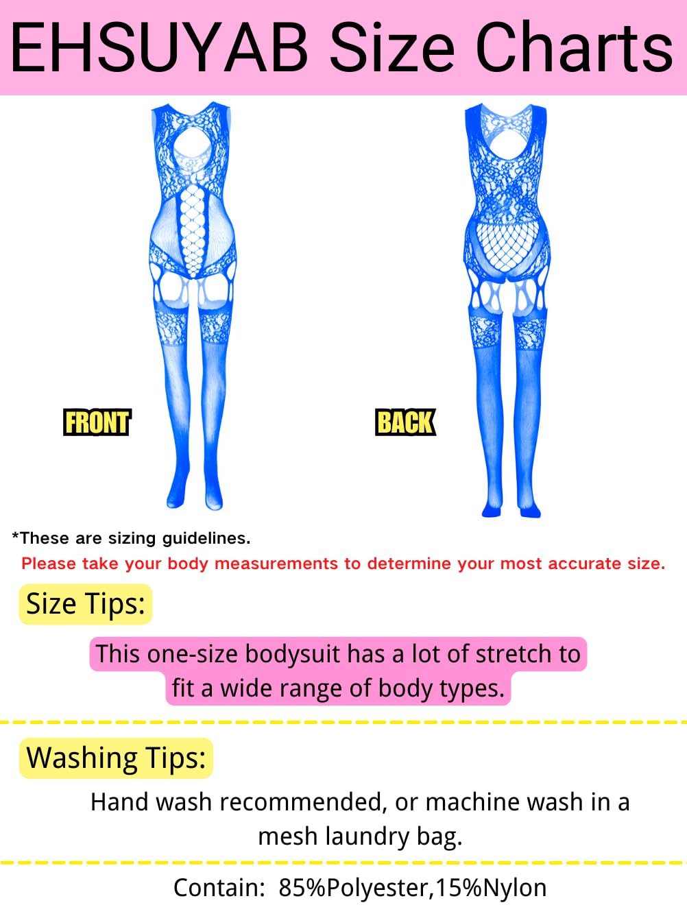 EHSUYAB Women Body Stockings Sexy, Exotic Dancer Fishnets Lingerie Glow Party, Fishnet Bodysuit Rave Outfits Club Plus Size: Blue