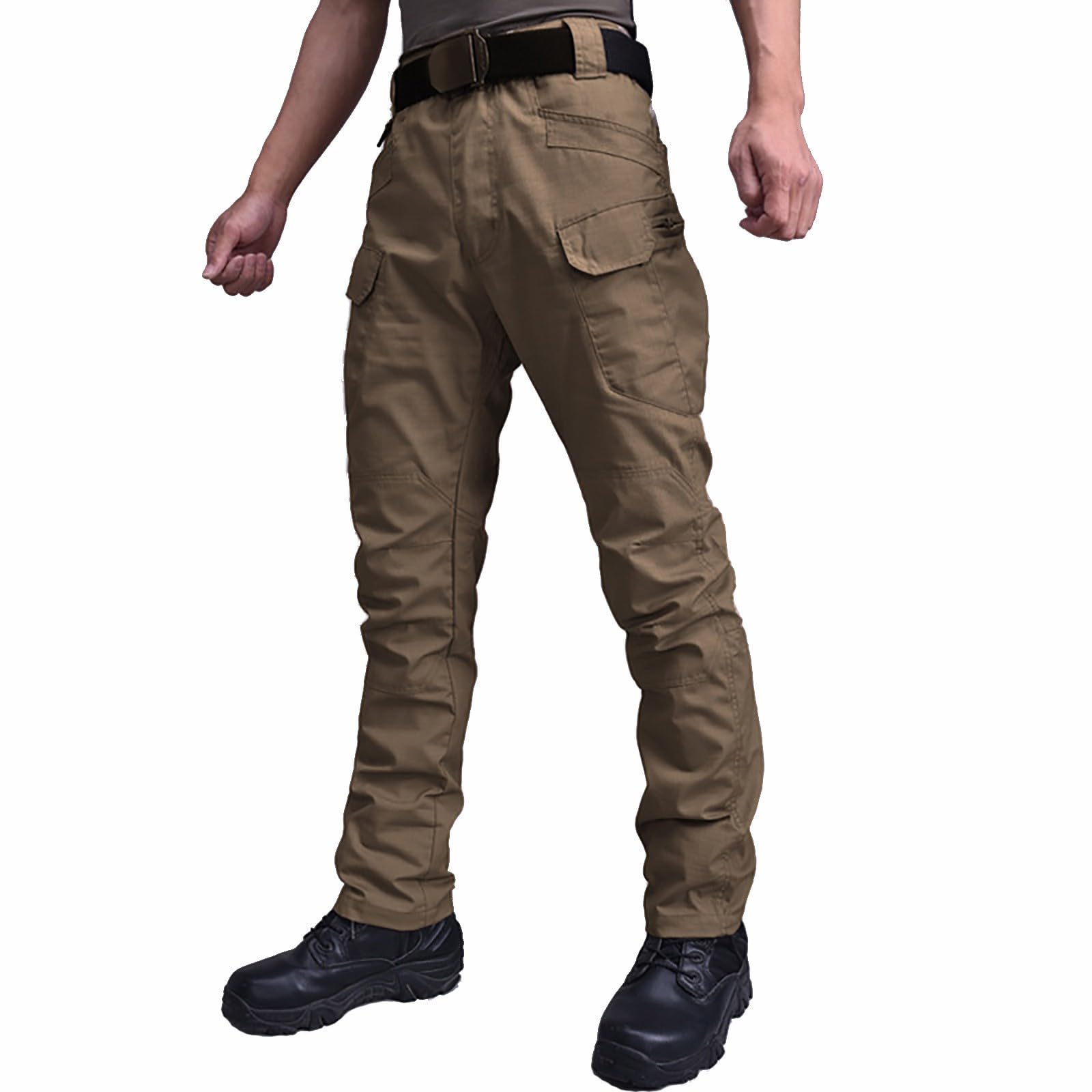 BlczomtMen's Tactical Pants Multi Pocket Ripstop Water Resistant Outdoor Workout Cargo Pants Solid Assault Hiking Pants