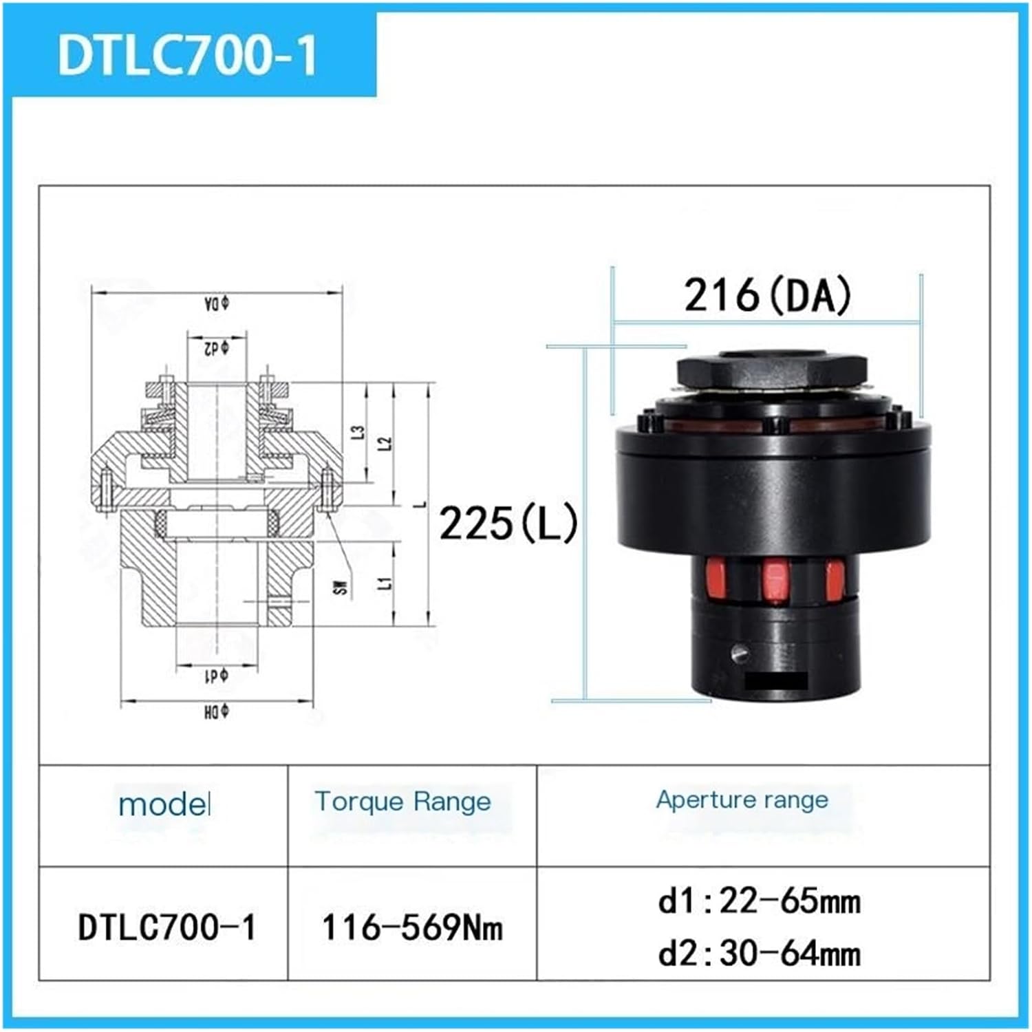 Torque Limiter, Safety Clutch Friction Clutch High-Torque Coupling TLC200/250/350/500/700(TLC700-1 D216L225)