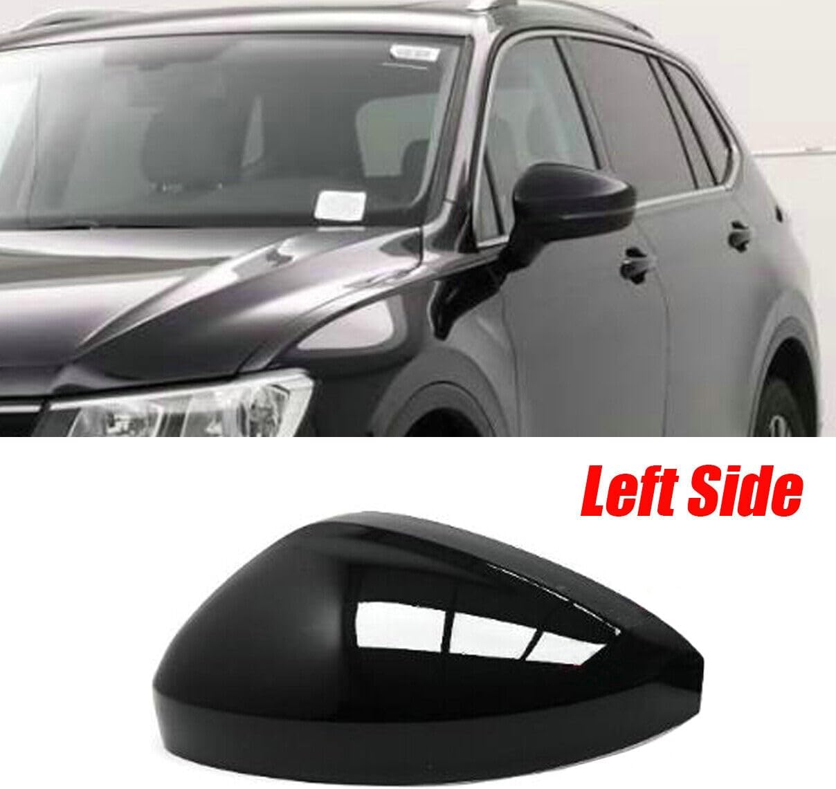 Rearview Side Wing Mirror Caps Cover for VW Tiguan MK2 2017 2018 2019 2020 Gloss Black (Left Driver Side)