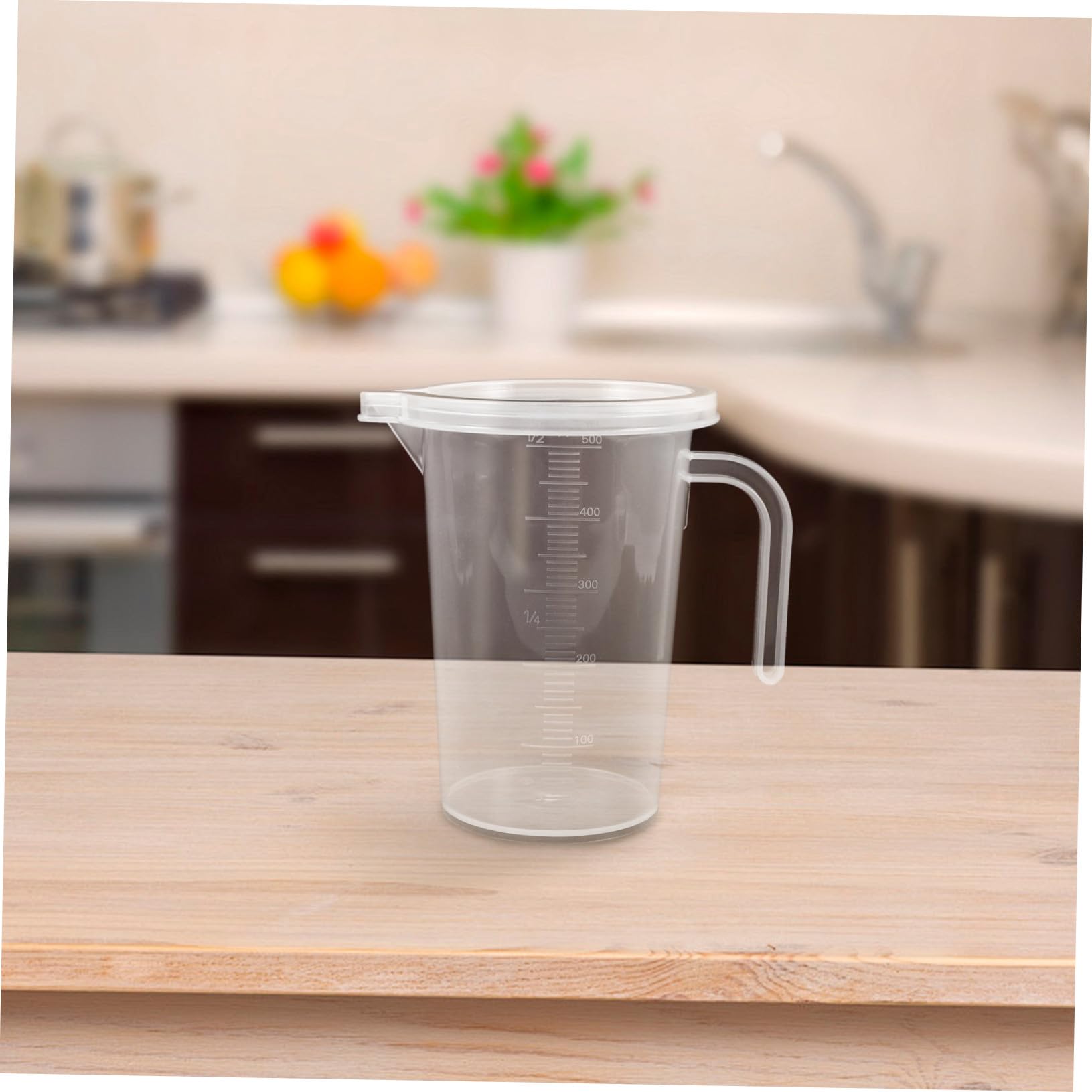 COLLBATH 6 Piezas Vasos Medidores Plásticos con Tapa y Asa Jarra Graduada Transparente para Cocina Repostería y Preparación de Alimentos Fácil de Limpiar y Multiuso