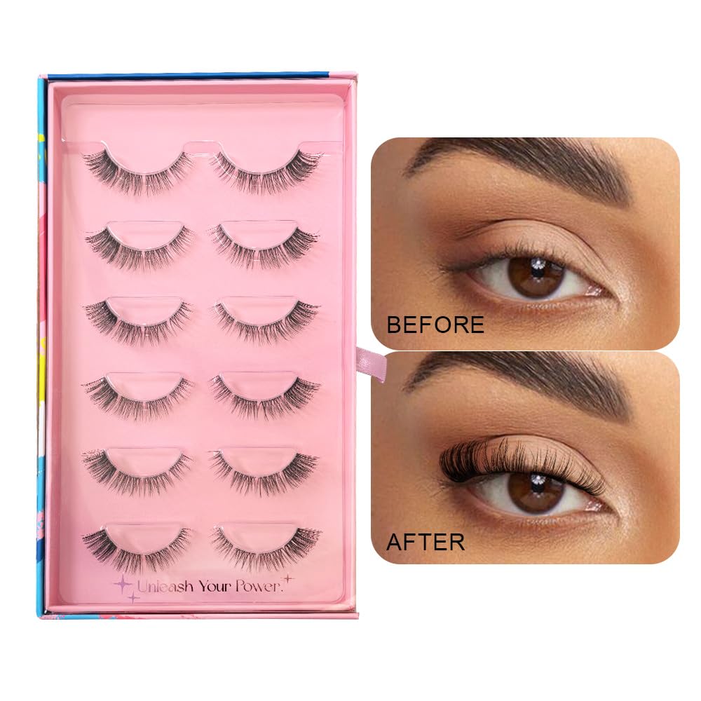 Faux Mink Eyelashes Set - 6 works Natural & Dramatic Lashes, Reusable, Lightweight for Daily & Party Makeup, Enhance Eye Beauty - Image 2