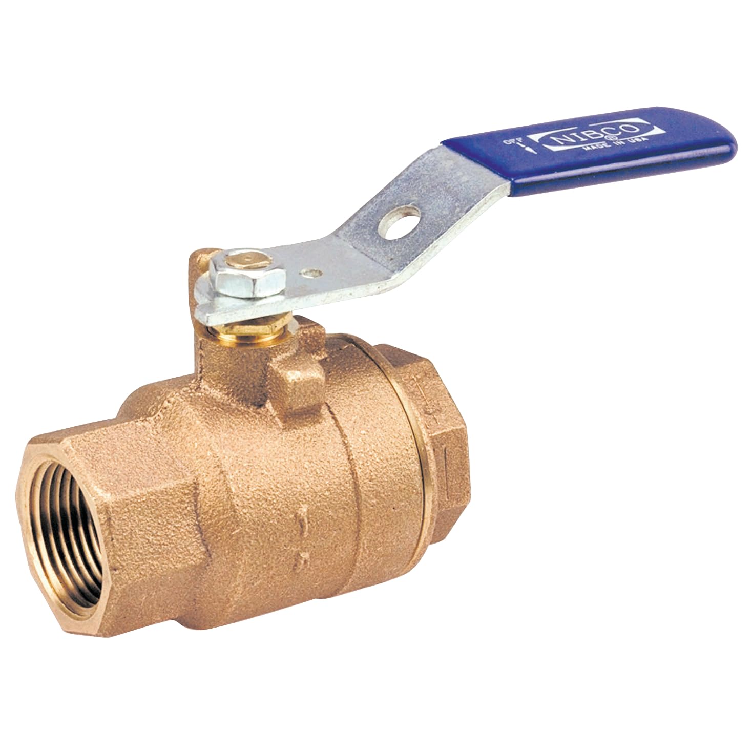 NIBCO Fig No T-580-70, 1-1/2 in. Two-Piece Bronze Ball Valve, Conventional Port, Threaded
