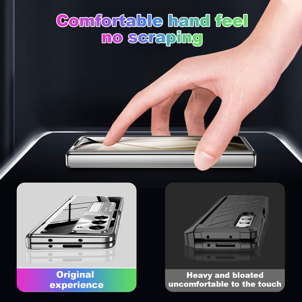 para Samsung Galaxy Z Fold 5 Funda con protección de bisagra Cubierta galvanizada para Galaxy Z Fold 4 3 Funda con Protector de Pantalla, Negro, para Samsung Z Fold 4