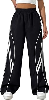 Women's Wide Leg Track Pants Baggy Y2k High Waisted Dance Parachute Trousers Steertwear