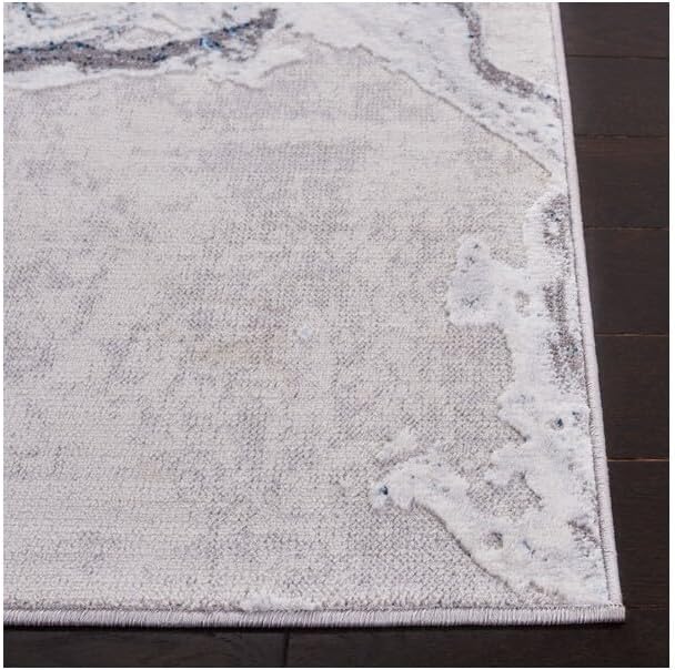 SAFAVIEH Amelia Collection Accent Rug - 2' x 4', Grey & Blue, Modern Abstract Design, Non-Shedding & Easy Care, Ideal for High Traffic Areas in Entryway, Living Room, Bedroom (ALA277F)