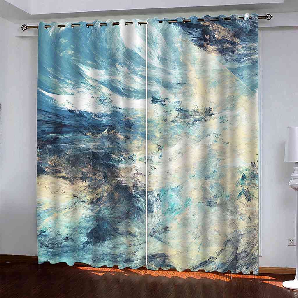 Rideau de fenêtre pour chambre et cuisine occultant peinture à l'huile abstrait moderne 3D salon