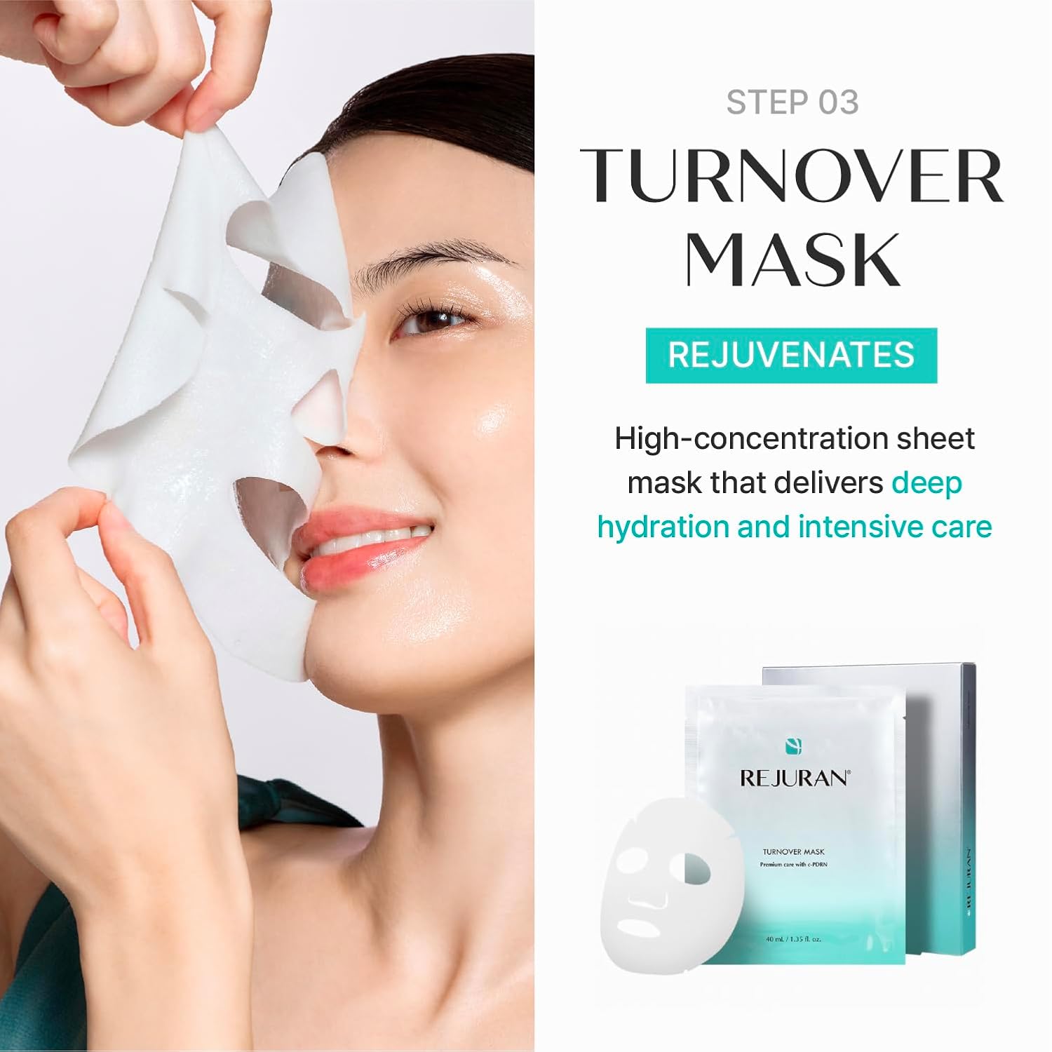 REJURAN® The Glow Trio Essentials Korean Skincare Gift Set – Turnover Ampoule Serum, Turnover Sheet Mask & Calming Lip Balm with c-PDRN®, Hydrating & Soothing Care for Radiant-Looking Skin