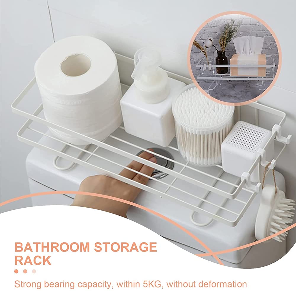 Estante para inodoro de cocina, baño, estante de pared, organizador de hierro para el hogar, sin perforación, estante de almacenamiento resistente sobre el inodoro