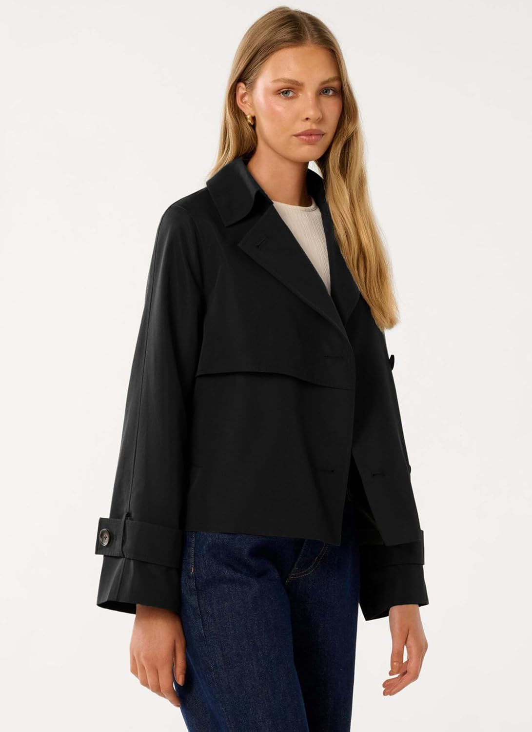 AGSEEM Womens Cropped Trench Coat Casual Single Breasted Lapel Short Jackets Fall Fashion Outerwear with Pockets 2025 - Image 4