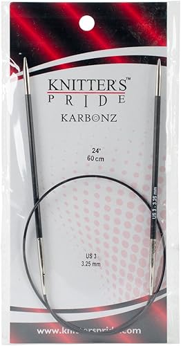Knitter's Pride -Agujas circulares fijas Karbonz 24", tamaño 30.128 in