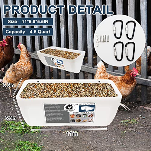GIFANK 2 Pack Chicken Feeder Feed Trough with Clips Hanging Fence Feeders for Goat Duck Sheeple Horse Chicken Goose Pig Poultry Feed Trough Bucket Feeding Container for Livestock