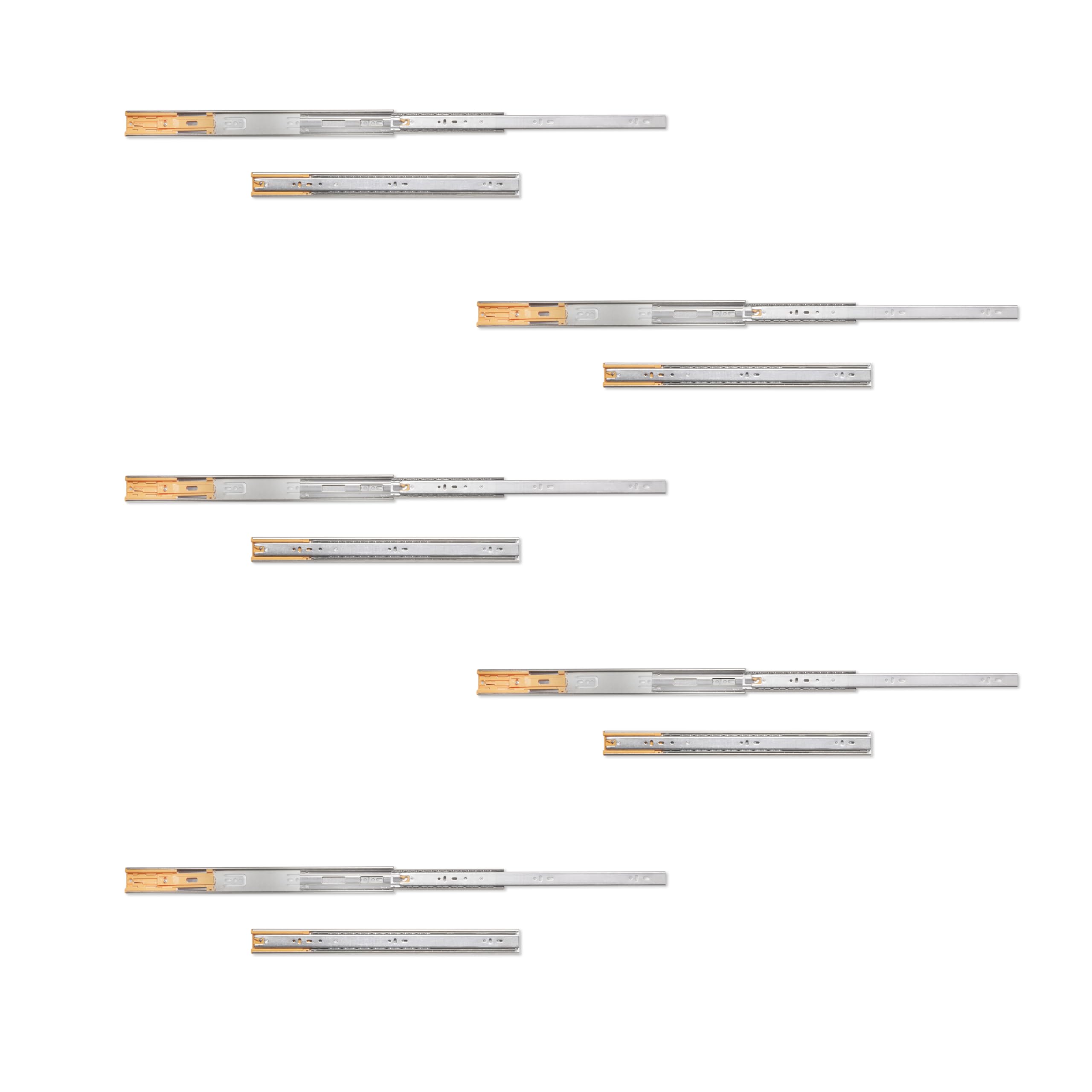Emuca - Ball Bearing Drawer Slides 45Mm X 450Mm, Set Of 5 Pairs Of Full Extension Drawer Runners With Soft Closing 8432393005362