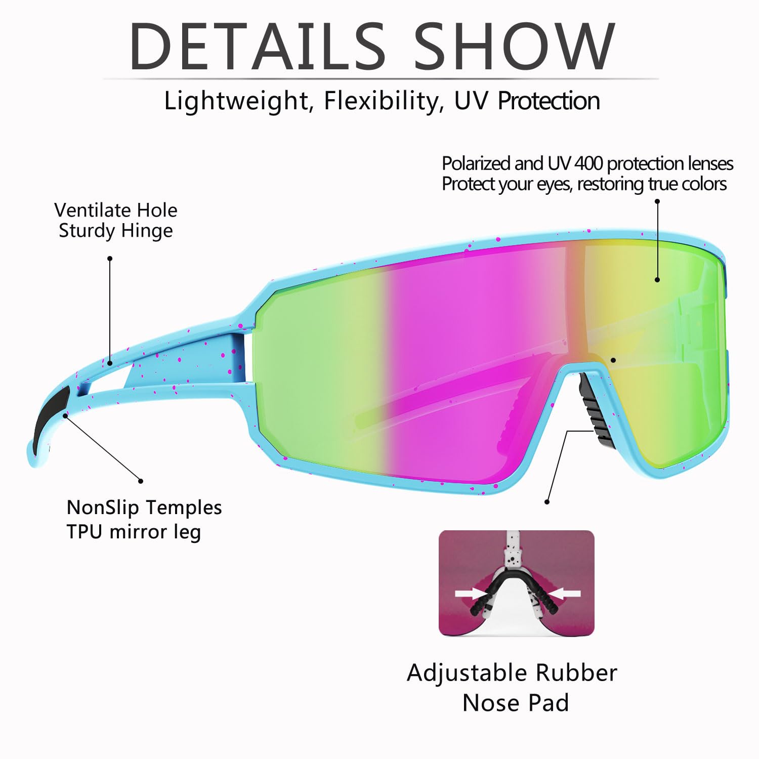 SPOSUNE Polarized Cycling Glasses for Men Women UV400 Bike Sunglasses - Sport Eyewear for Bicycle Baseball Running MTB - Image 3