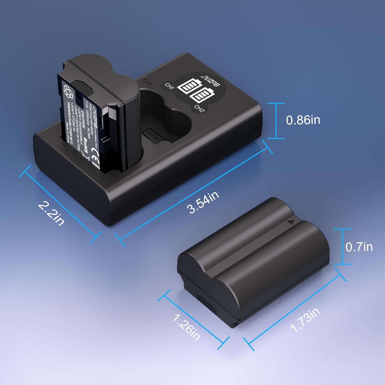 JYJZPB NP-W235 Battery Fit for Fujifilm XT4, X-T5, NP-W235 Dual Battery Charger for Fujifilm X-T4, VG-XT4, XT5, X-S20, GFX50S II, GFX100S, X-H2, X-H2S Battery 2250mAh - Image 4