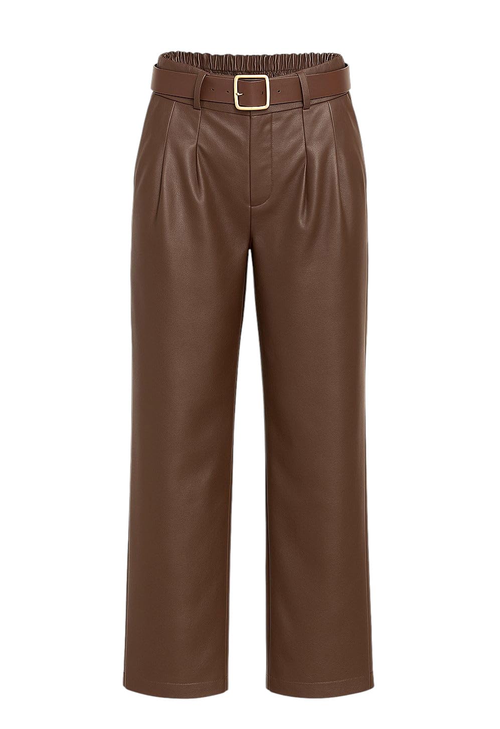 Mississhop Pantalon pour femme en cuir synthétique avec ceinture