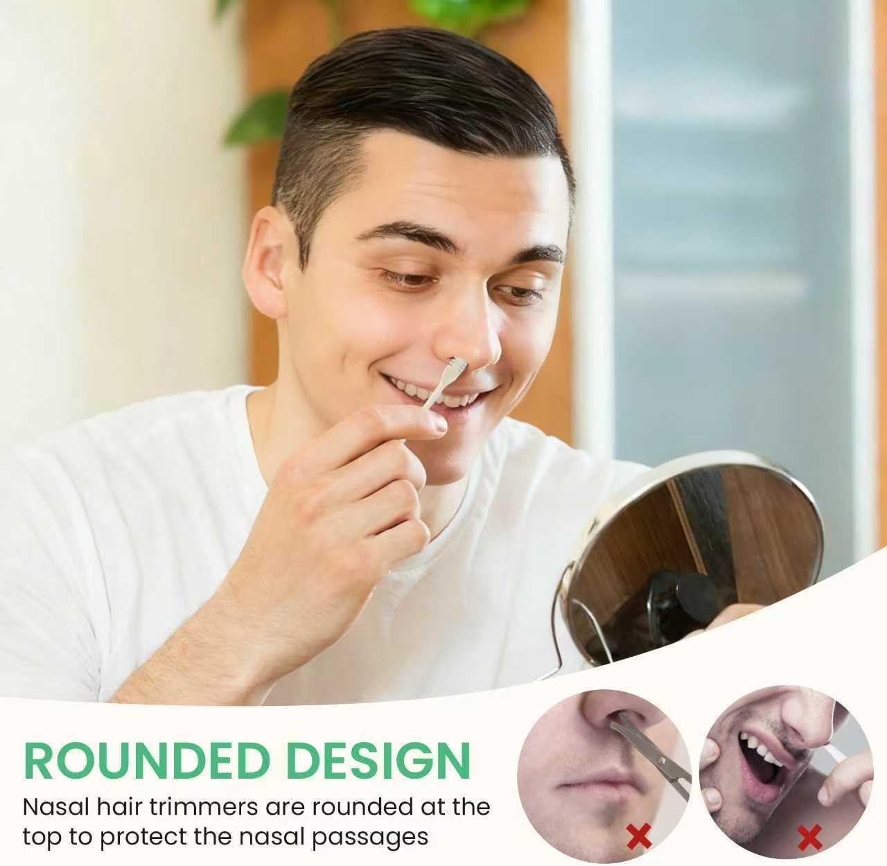 Nasal Hair Cutter – Double-Sided Manual Nose Hair Trimmer for Men & Women, Portable Razor & Remover, Safe Stainless Steel Nose Hair Knife for Travel & Daily Grooming (Blue, 6 pcs)