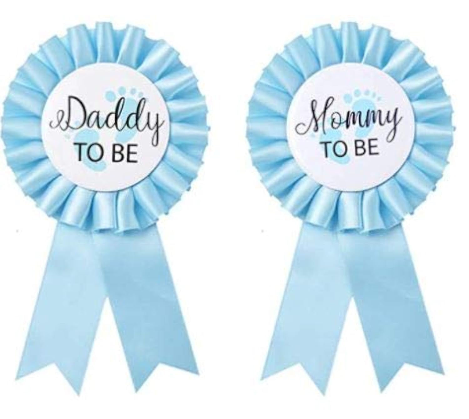 CoolerthingsDG, Daddy to be & Mom to be Tinplate Badge Pin, Baby Shower Button New Dad Gifts Gender Reveals Party Baby Boy Blue Rosette Button Baby