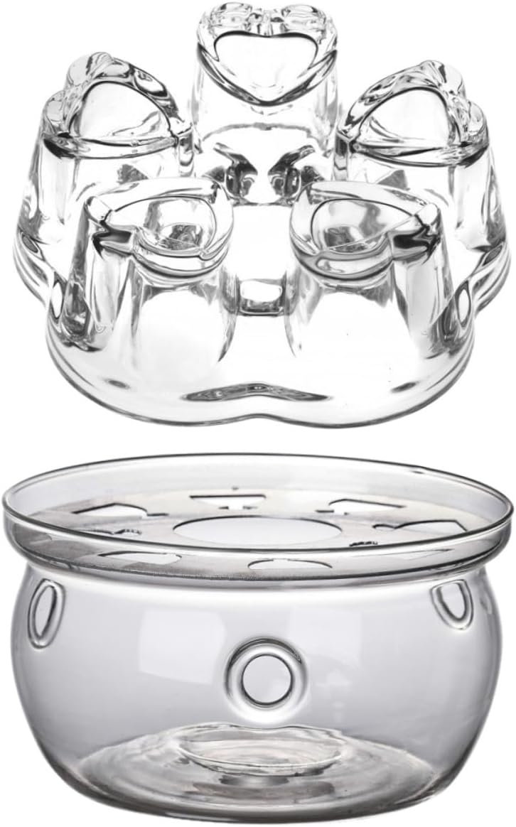 Hemobllo 2pcs Glass Teapot Warmer Borosilicate Tea Heater Base with Vent for Home Office Use Suitable for Tea Lovers and Giving