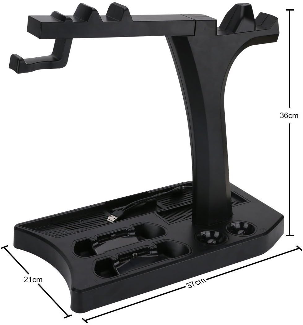 DACCKIT Charging & Display Vertical Stand for PlayStation VR - Controllers Charging Station Showcase with Cooling Fan Compatible with Playstation 4 / PS4 Pro / PS4 Slim