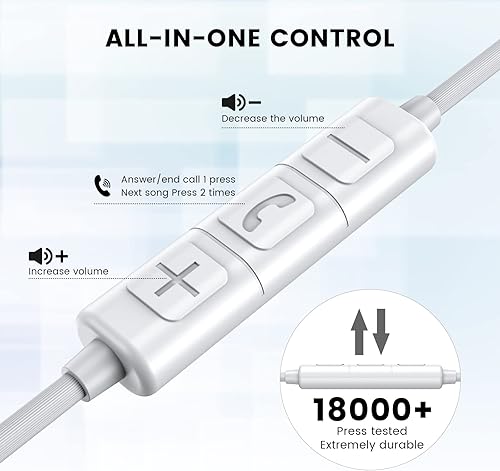 Miniatura 3 de MOSWAG Auriculares intrauditivos, auriculares de medio oído con micrófono integrado control de volumen adecuado para IPad, Android, MP3, Samsung, la