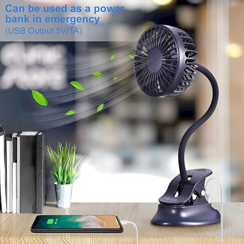Miniatura 9 de Ventilador pequeño con clip, ventilador portátil con batería USB, ventilador recargable para cochecito de bebé, ventilador de escritorio personal