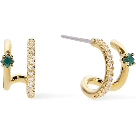 Ana Luisa Double Hoop Earrings for Women - 14K Gold Plated & Silver Rhodium Huggie Hoops - Hypoallergenic, Water-Resistant, Tarnish-Free, Small, Dainty Trendy Two Hoop Earring Styles - Gifts for Women