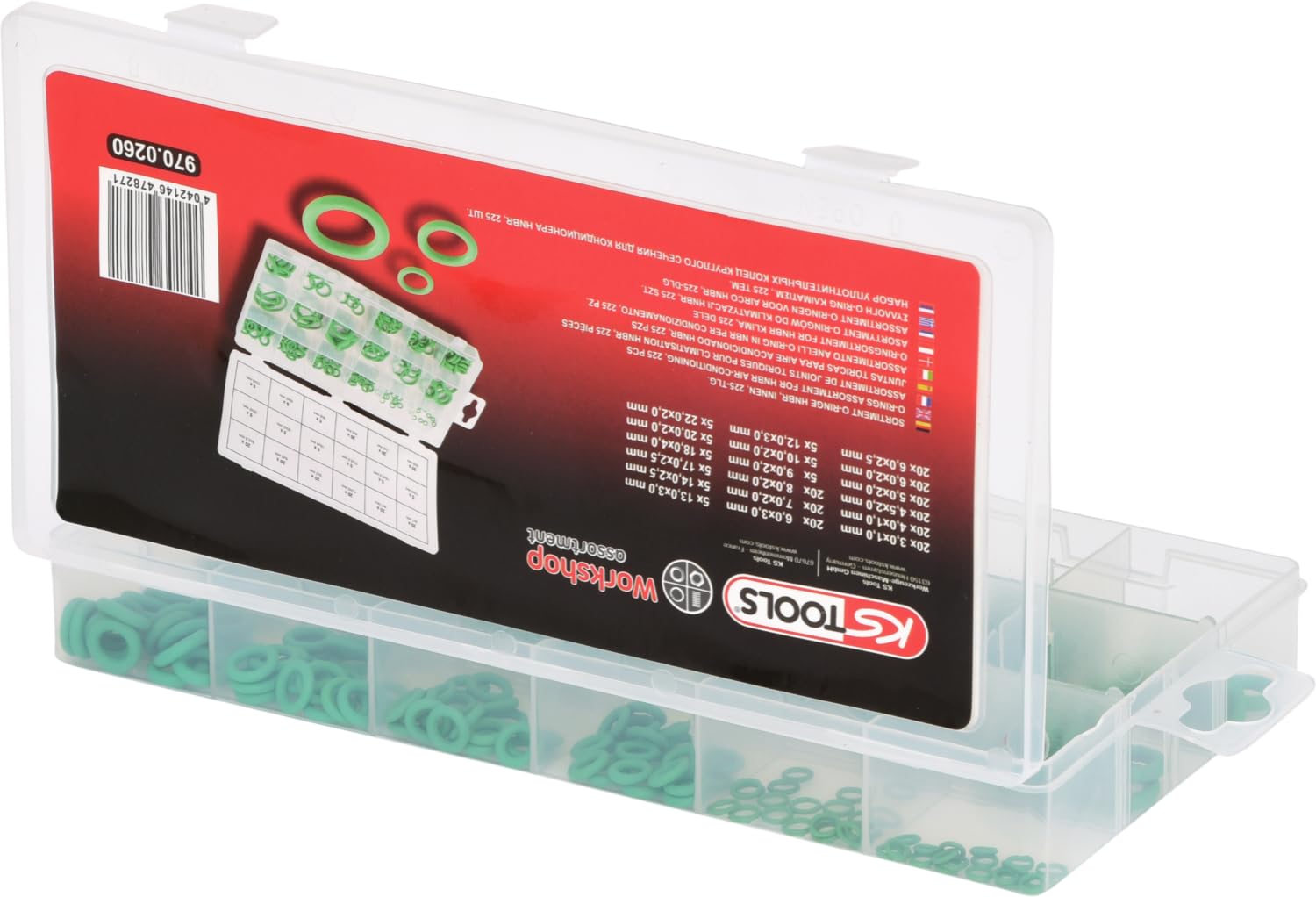 KS Tools 970.0260 Assortiment de 225 Joints toriques pour climatisation | Assortiment de joints toriques pour climatisation HNBR x225