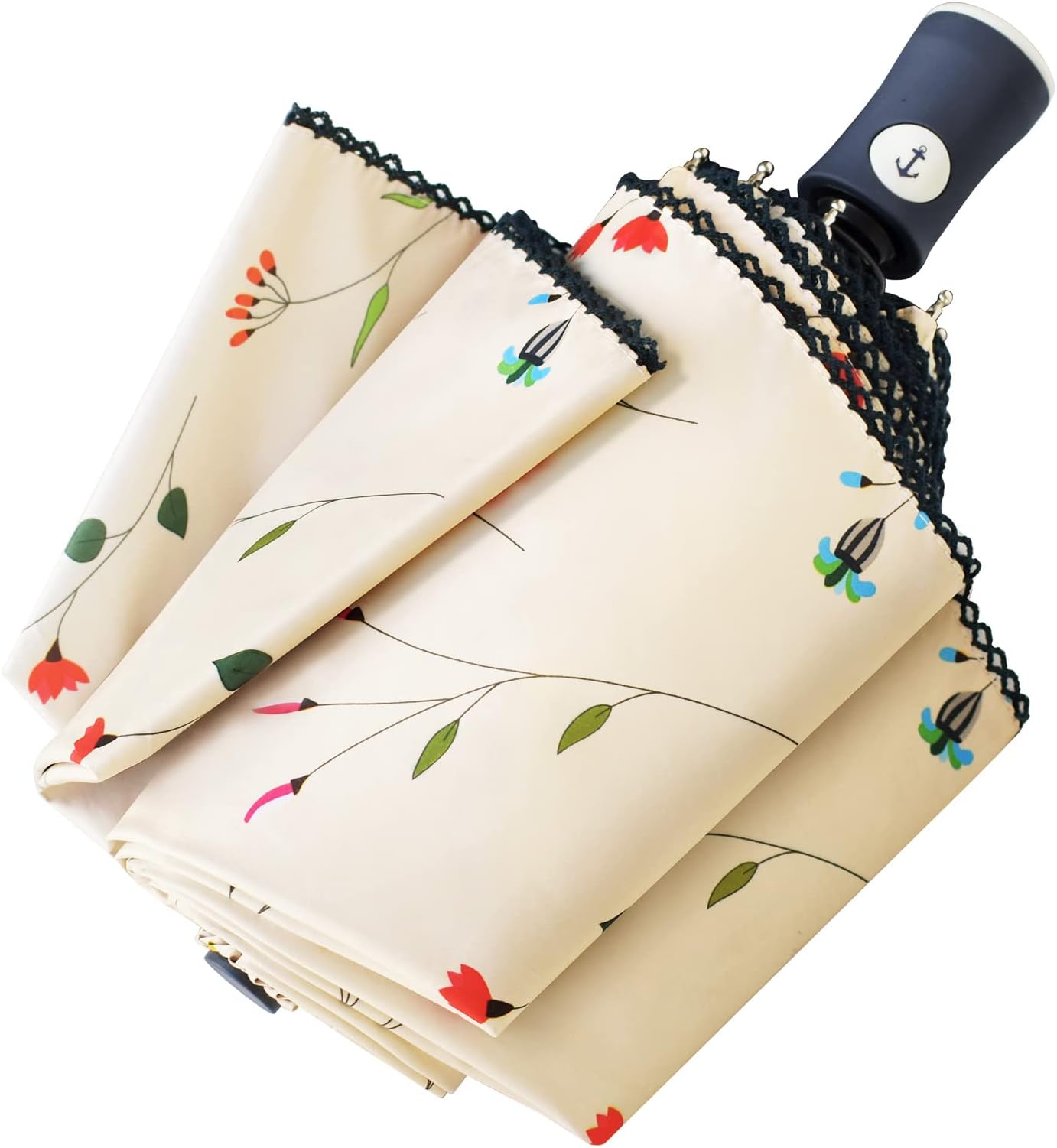 CUBY UV Sun Umbrella Compact Folding Travel Umbrella Auto Open and Close for Windproof, Rainproof & 99.9% UV Protection Parasol with Black Anti-UV Coating