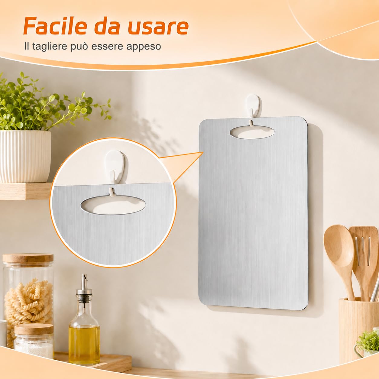 Set di 3 Tagliere in Titanio, S316 Tagliere Acciaio Inox, Doppio Lato per Alimenti, Cutting Board Facile da Pulire per Verduras, Fruttas e Carne