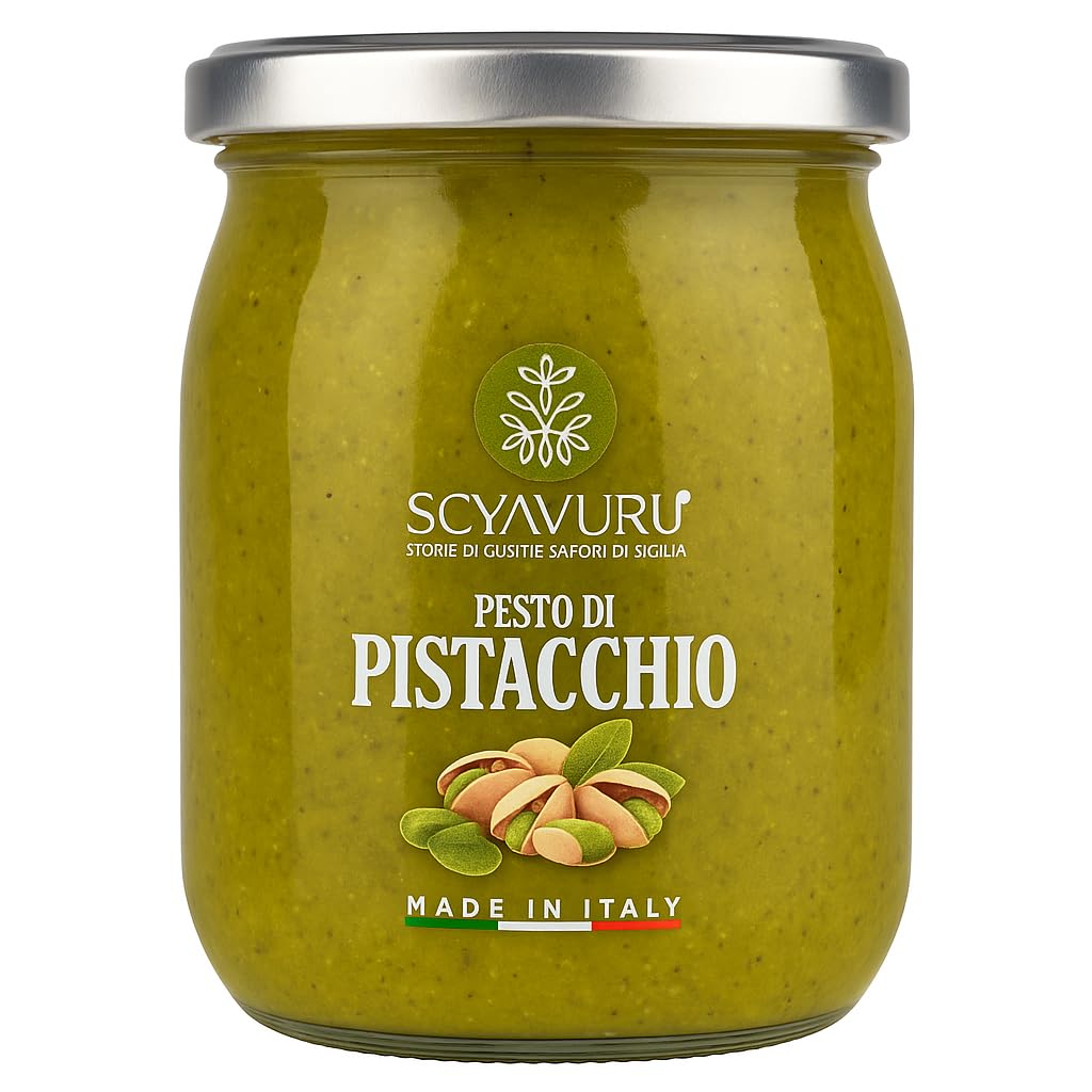 Pesto di Pistacchio Italiano Scyavuru 500 g | Pesto de Pistacho 60% | Auténtico Producto Gourmet de Sicilia | Ideal para Pasta, Salsas y Recetas Rápidas | Made in Italy BY NEXUSELL