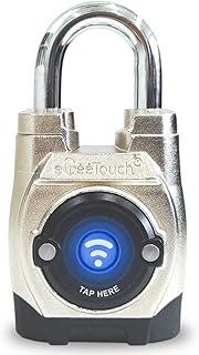 eGeeTouch 5th GEN [2023]. Outdoor Smart Padlock, IP66 Weatherproof, Rugged Design for Commercial use, Bluetooth + NFC (Short Shackle)