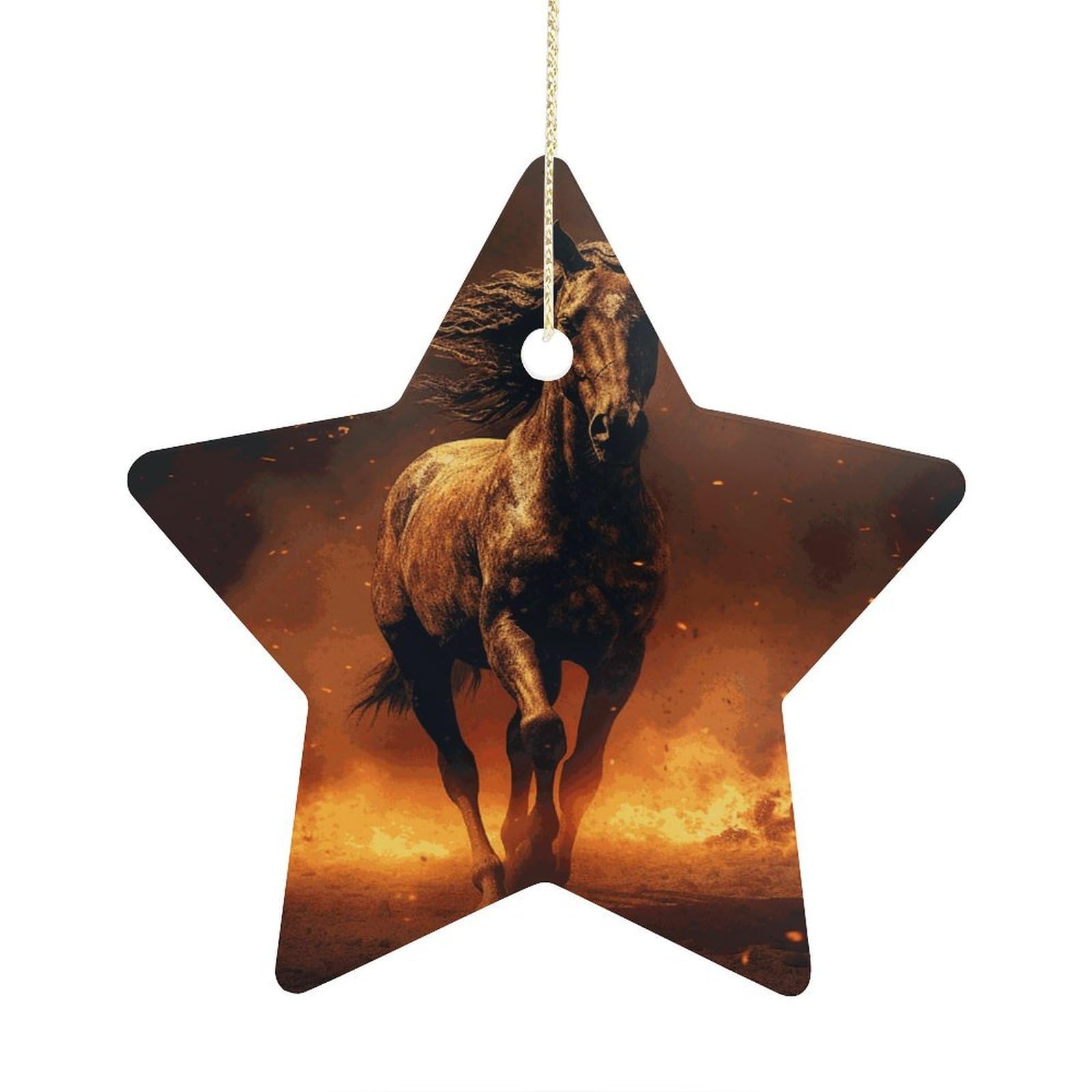 Fodpand Women's Style Flame Horse Ornament With String, Keepsake Hanging Decorations,Ceramic Ornaments For Men Indoor Home Holiday Party Gifts