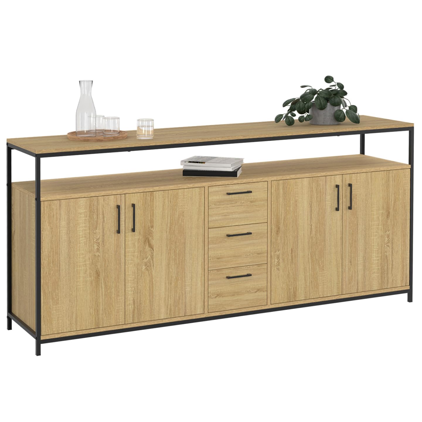 IDMarket - Buffet 180 cm Detroit XXL 4 Portes et tiroirs Design Industriel