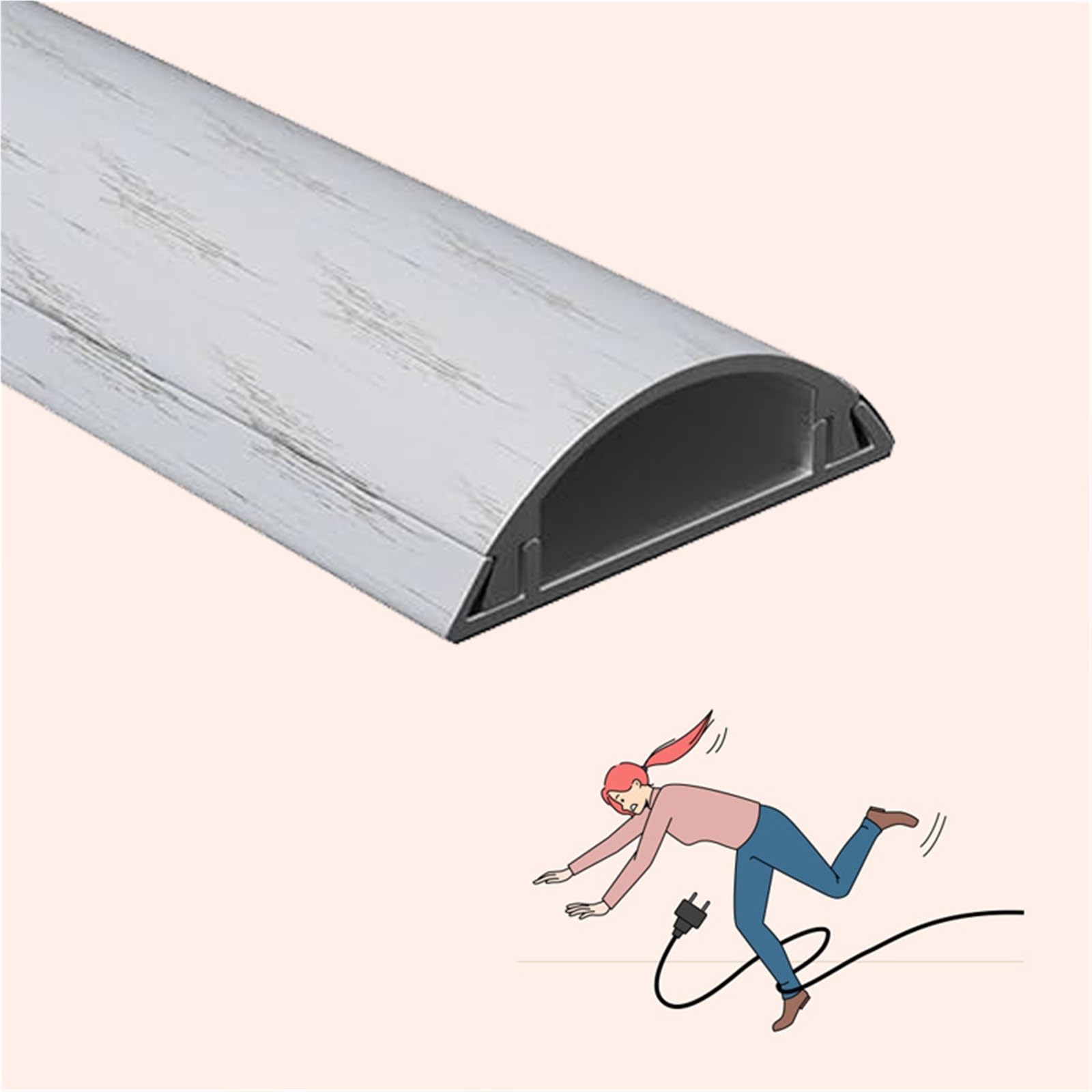 calpestabile passacavi Protezione Da Pavimento, Canalina Portacavi/copertura Per Scanalature Semicircolari Per Soggiorno, Cucina, Camera Da Letto, Copertura(C,L W H 180cm x 40mm x 12mm)