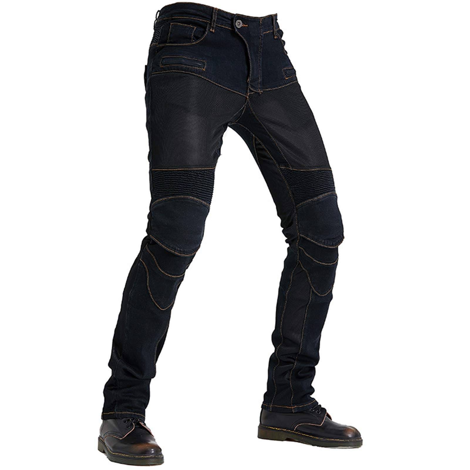 Pantaloni Moto Da Uomo, Pantaloni Jeans Denim Pantaloni Motocross, Con 2 Paia Di Jeans Imbottiti Protettivi, Con Fodera Protettiva (Nero,M)