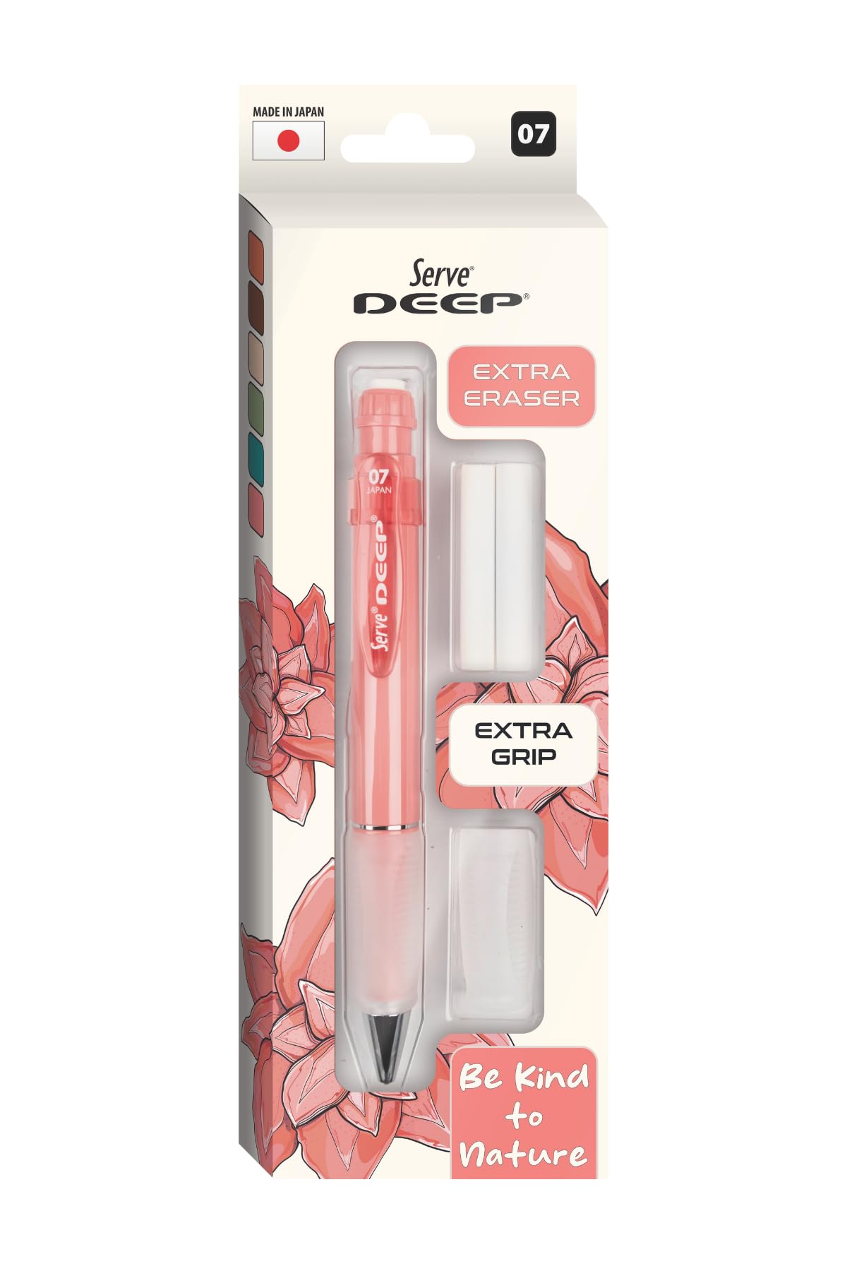 Serve Deep Versatil Kalem 07Mm- Toprak Tonları - Yedekli Set (Grip Ve Silgi) Mercan