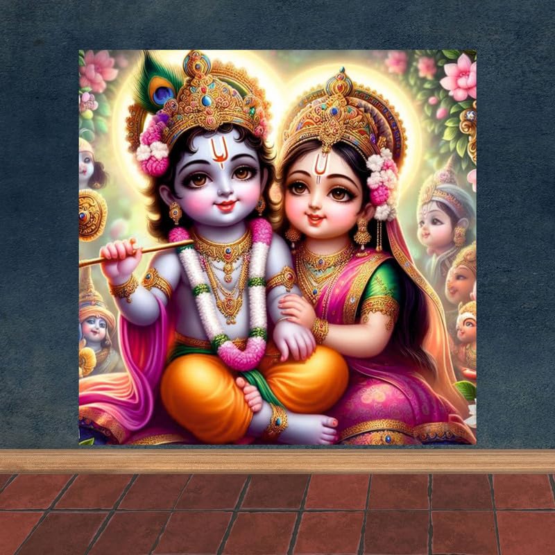 Image of British Terminal Cute little Bal Gopal Baby God Krishna| Kanha Ji | Laddu Lord Makhan Chor Painting Religious Poster for Pregnant Women for wall (matt thin vinyl,sticker,multicolor,unframed)| bj285