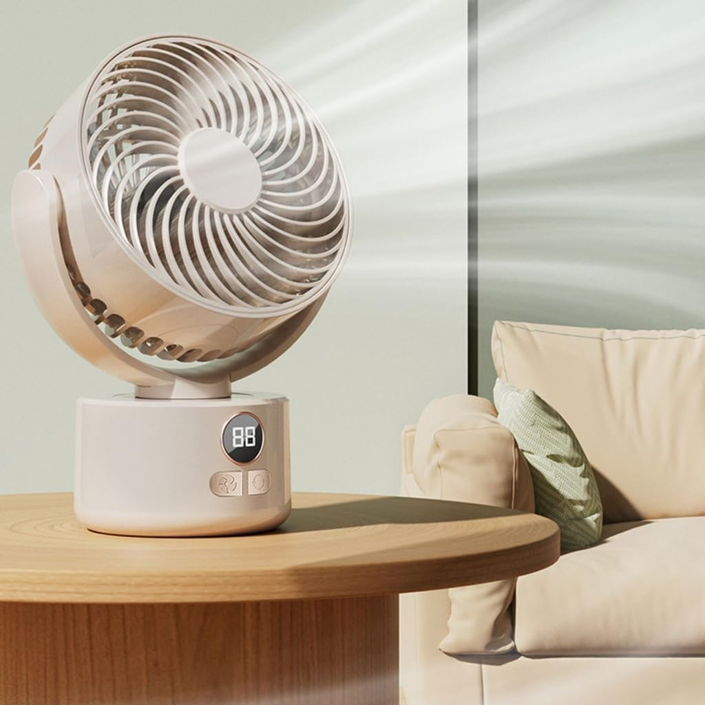 Rechargeable Camping Fan With 3600mAh Battery Digital Screen USB Charging Tripod Stand Indoor Outdoor Cooling Fan